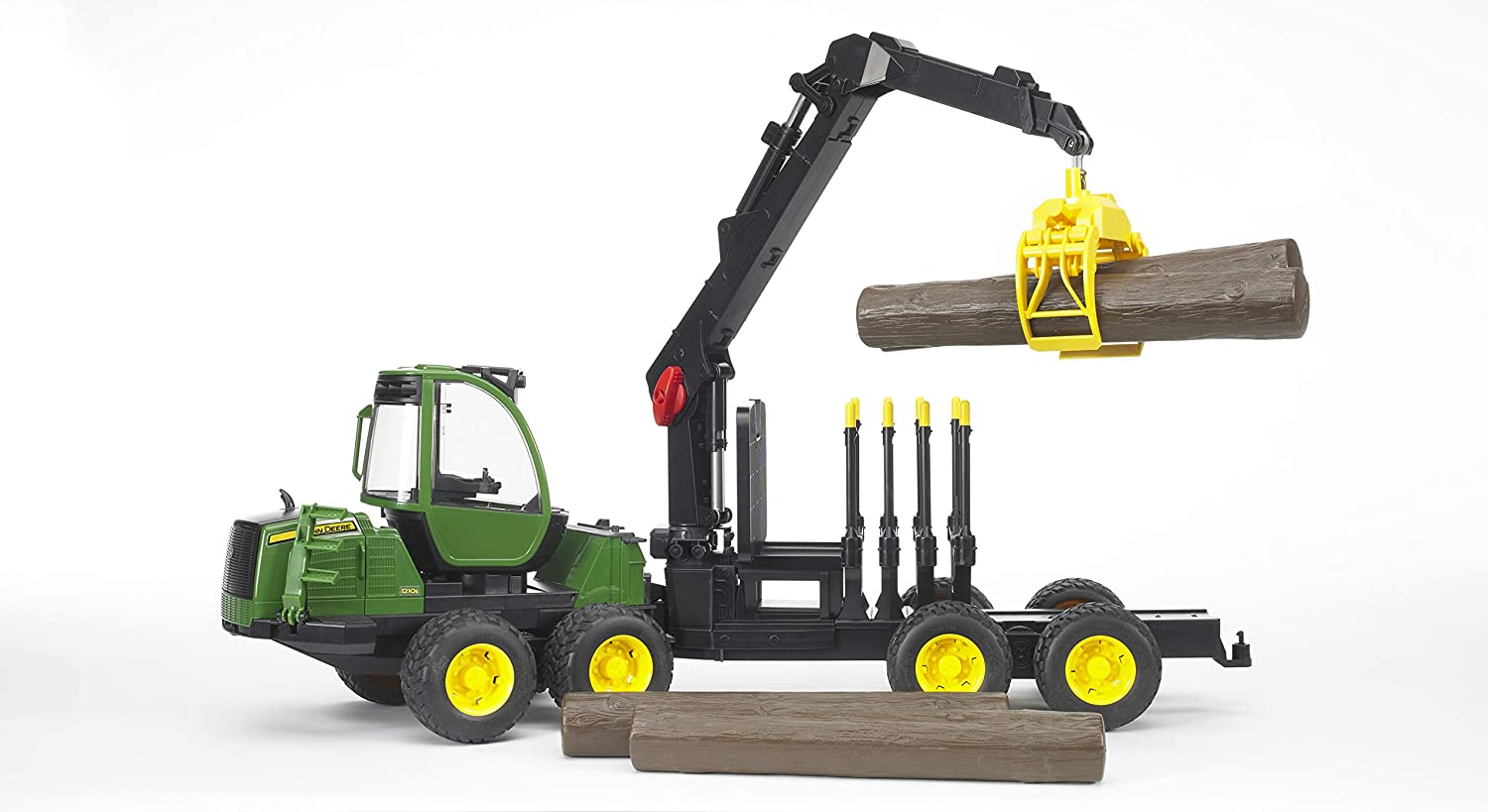 BRUDER PORTEUR FORESTIER JOHN DEERE 1210E AVEC GRAPPIN BOIS
